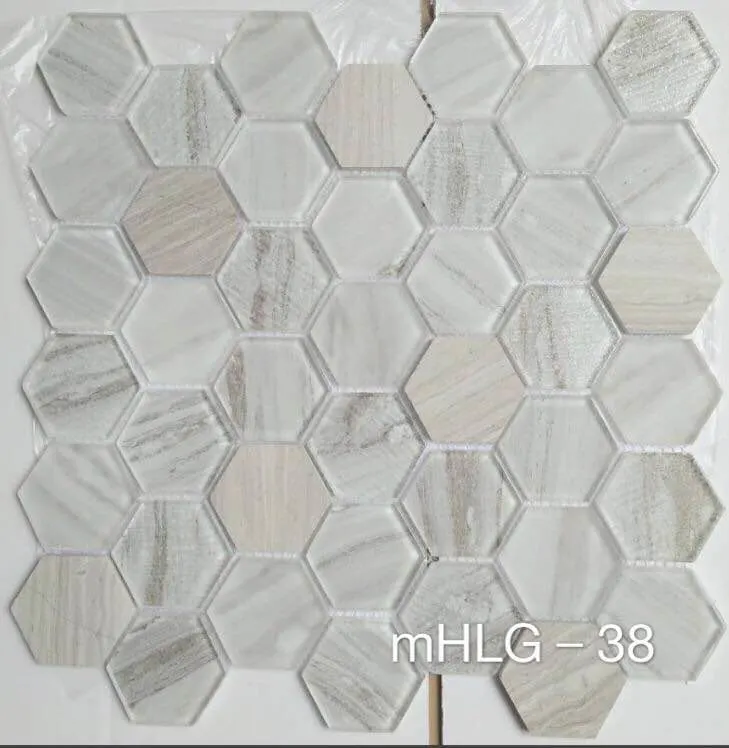 Patrón hexagonal vidrio mezcla mármol Mosaico pared decoración edificio Materiales