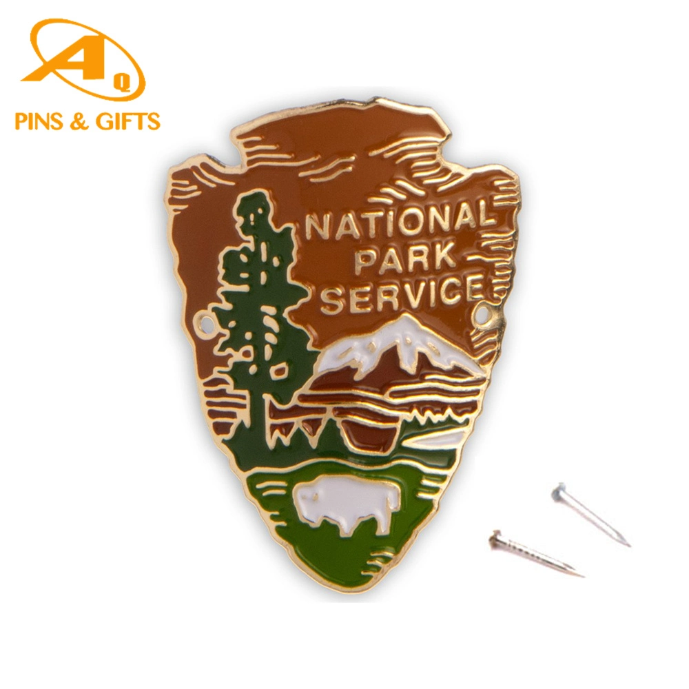 Custom Denali Nationalpark Metall Fahrrad Kopf Abzeichen Medaillon Wandern Wappen Mit Logo Des Walking Stick