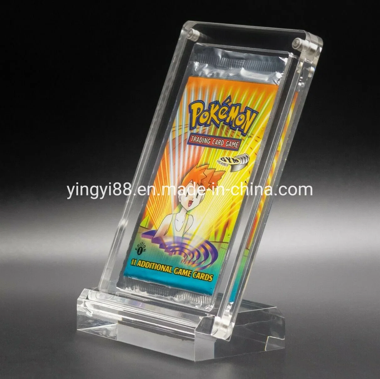 YYB New Design Clear Acrylic Single Tcg Booster Pack Protector Display Screw Case with Stand