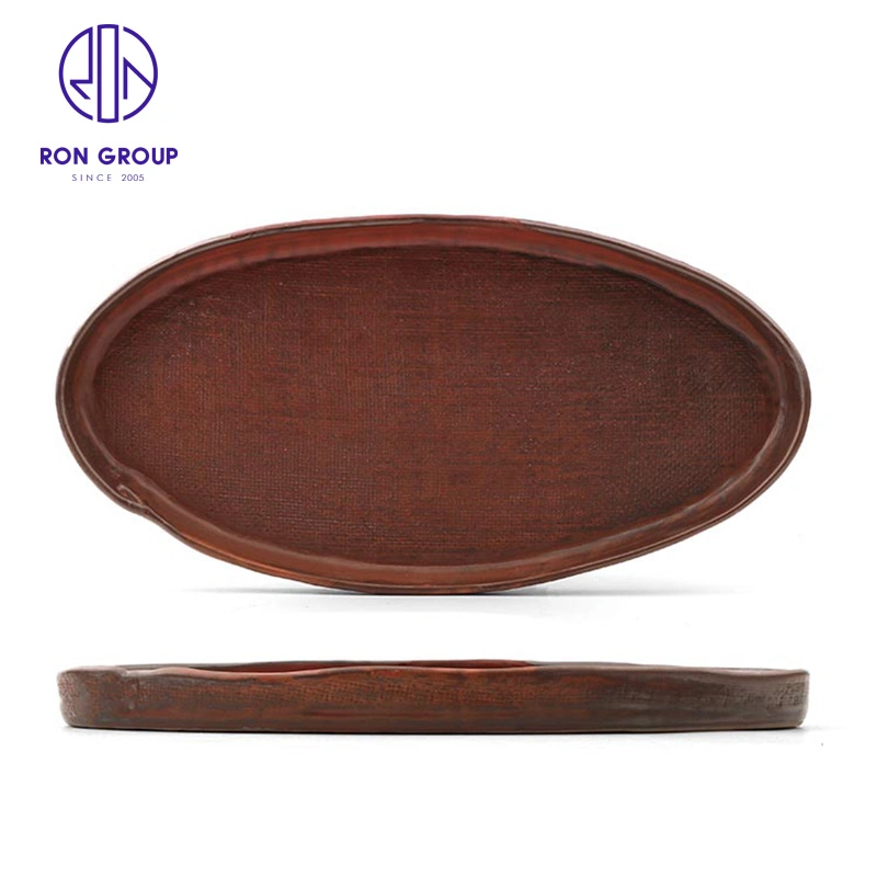 Wholesale/Supplier Price Hotel Ceramic Dinner Oval Plate 9.2''/13.3'' Terracotta Dish