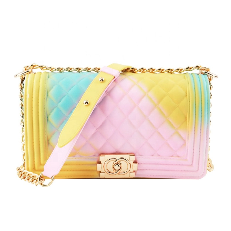 Women Rainbow Candy Jelly Crossbody Bag Colorful PVC Handbags Matte Jelly Bag