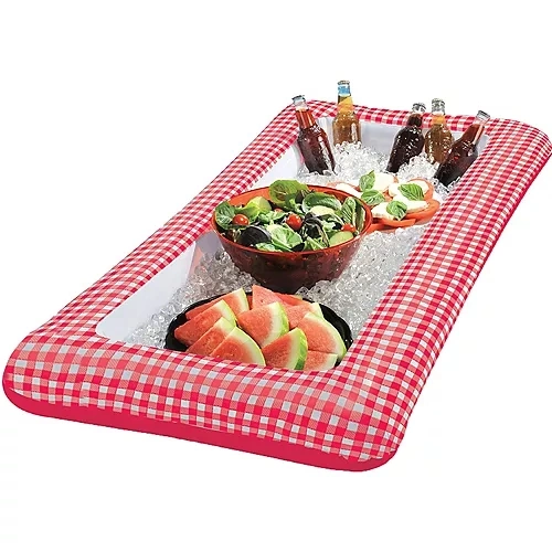 Picnic Party Pool Red Gingham Inflatable Buffet Cooler