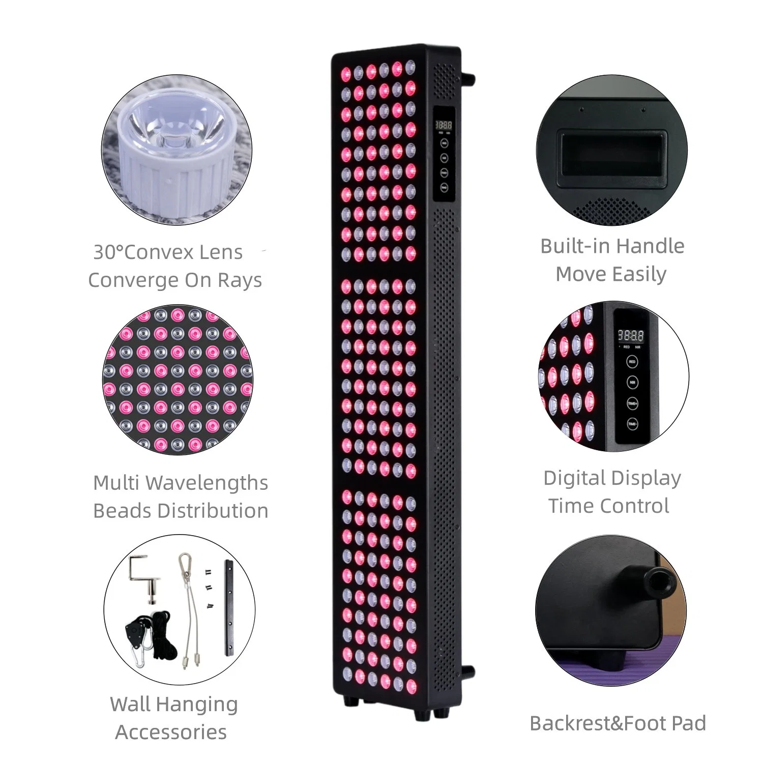 Beauté 5 longueurs d'onde 190 MW/cm Photothérapie peau soin du corps 1 000 W 180 PCS LED Equipement de panneau de thérapie par lumière rouge infrarouge avec FDA ce RoHS Al1000