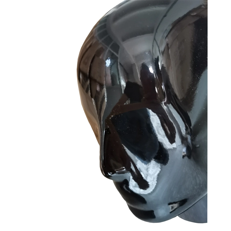 Hat Display Fiberglass Glossy Black Mannequin Head with Metal Base