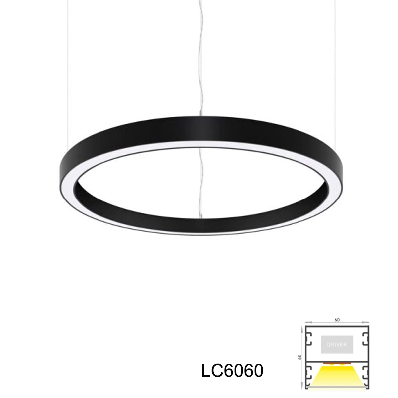 Black/White Aluminum Profile Round Circular LED Pendant Linear Light for Indoor