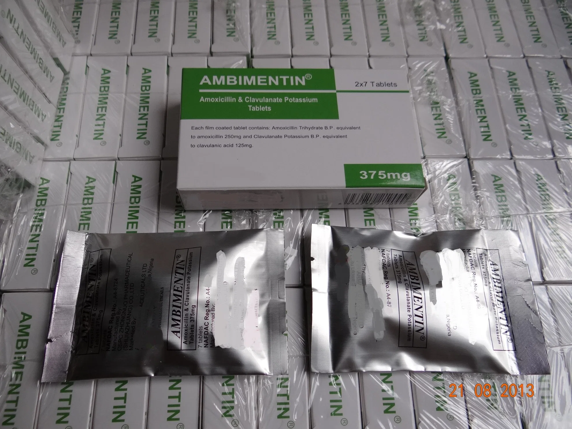 Medicina e amoxicilina clavulanato Tablet de potássio 375mg a 625mg, 1G