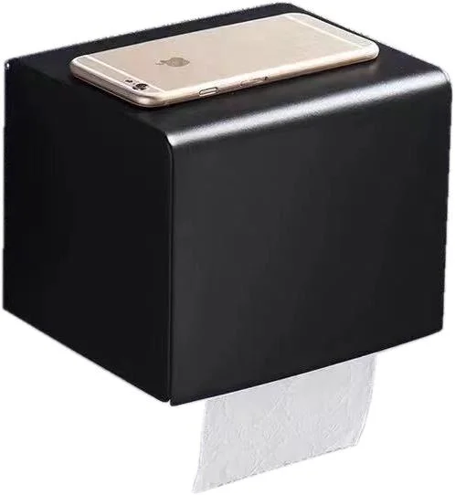 OEM Toilet Paper Holder Bathroom Accessories Metal Black Toilet Tissue Holder for Cellphone