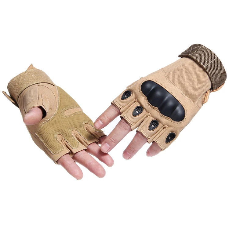 La mitad de dedo Hard Knuckle Fingerless protectora resistente a golpes tácticos de la caza de la Motocicleta de cuero guantes para actividades al aire libre