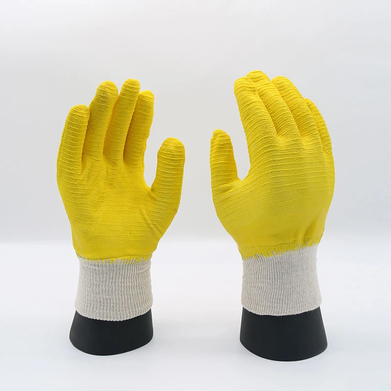 Hot Selling Hi-Vis Winter Warm Acrylic Liner 3/4 Dipped Crinkle Latex Coated Safety Work Protective Working Glove with CE OEM ODM