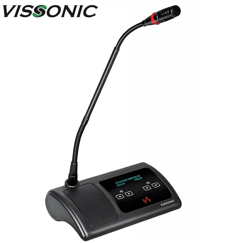 Vissonic OLED Digital de cuello de cisne moderno de doble canal de cable de micrófono de conferencia Disscussion