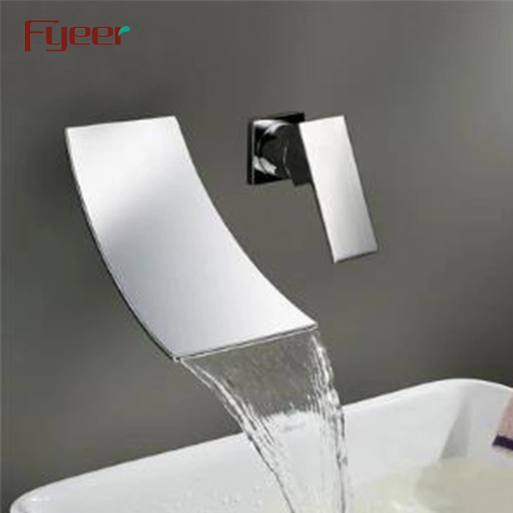 Fyeer Wall Mounted Double Hole Waterfall Basin Faucet