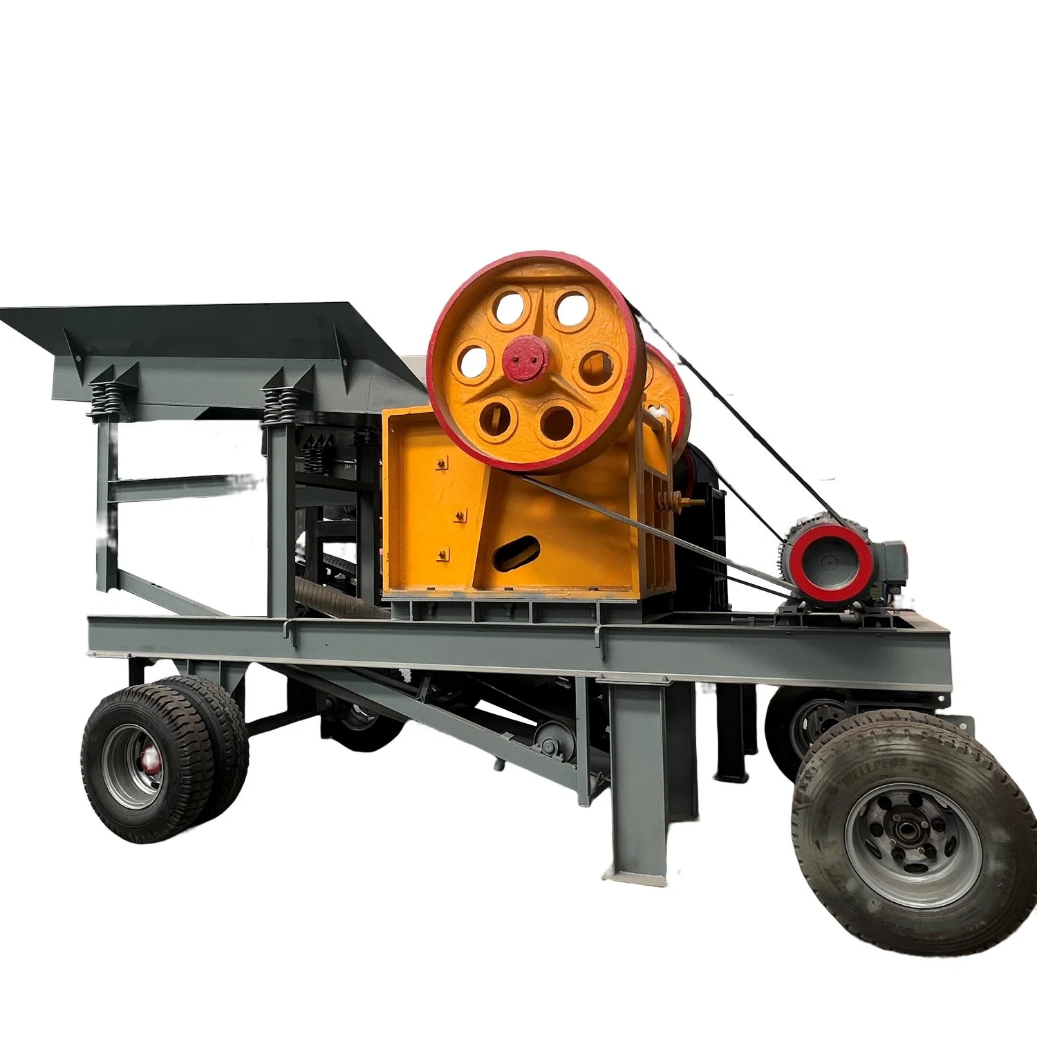 PE300*500 Feeder Portable Crusher Hydraulic Stone Crusher Jaw Crusher with Vibrating Screen Factory Machine