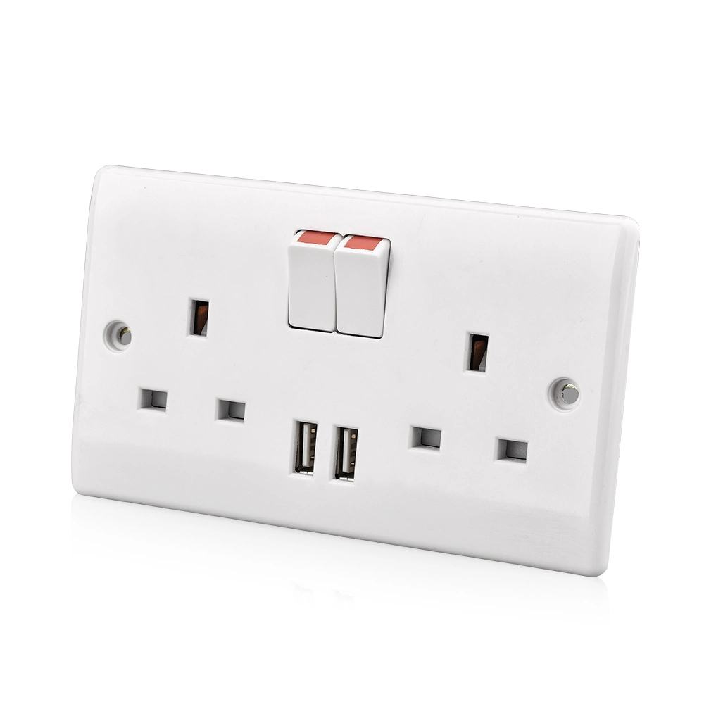 Multifunction Universal Wall USB Outlet 2 Gang Plug Socket Electrical Switch