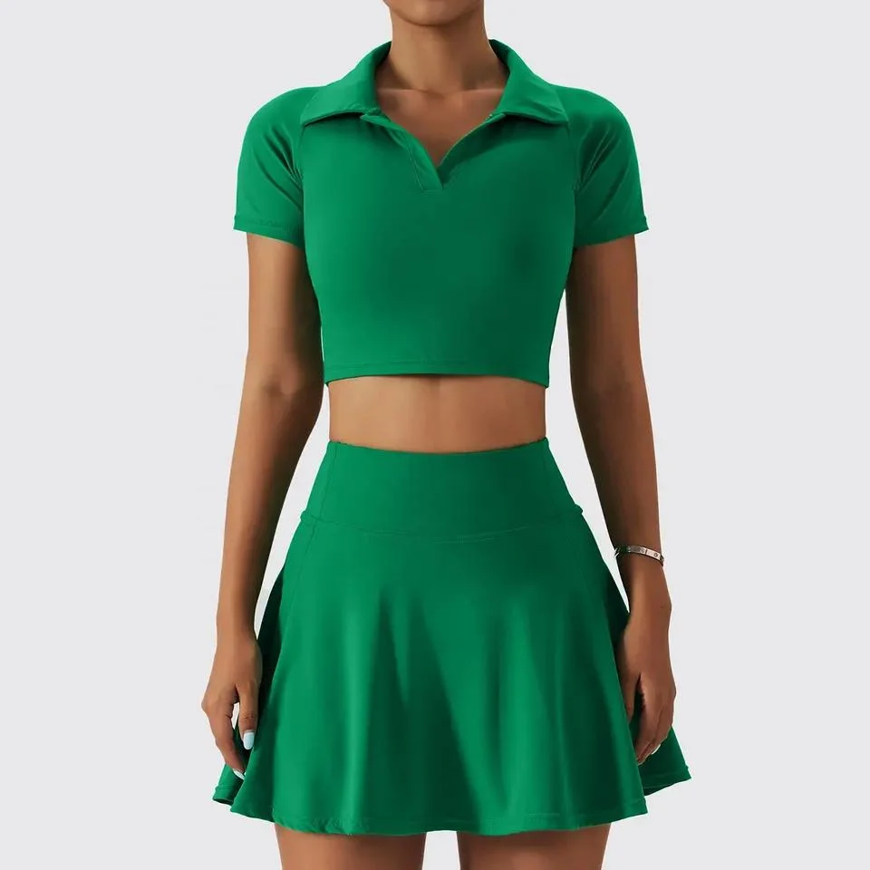 Gym Wear 2 Pieces Tennis Wear Women's Mini Golf Skirt Set