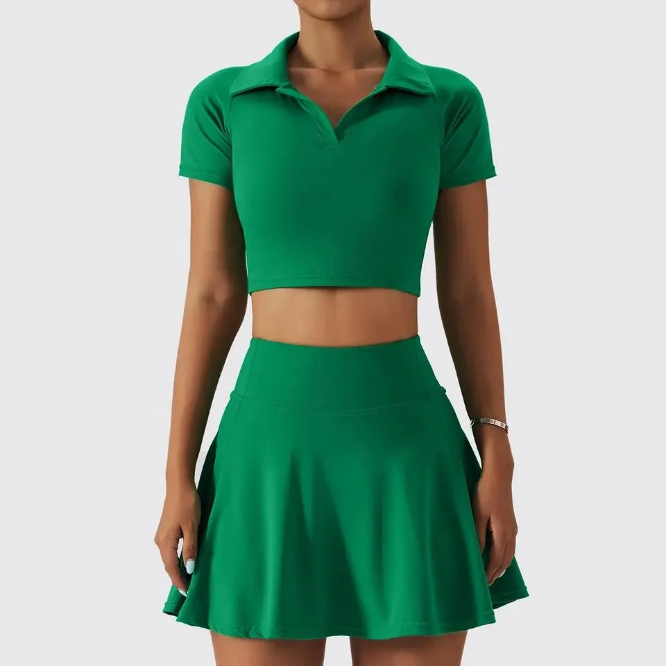 Tenue de sport 2 pièces pour femmes, ensemble de jupe de golf mini pour le tennis.