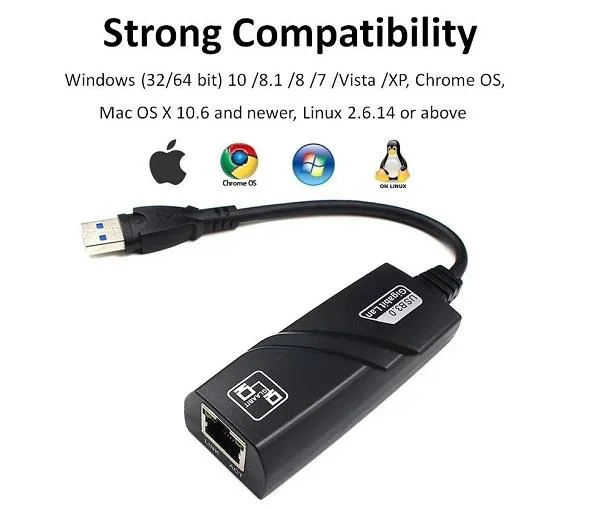 USB 3.0 to Ethernet RJ45 LAN Gigabit Adapter 10/100/1000 Mbps