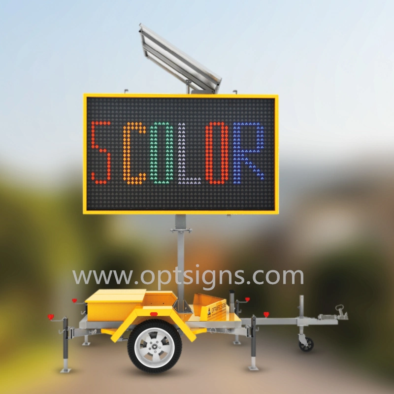 Optraffic Motorway Mobile Solar Power Changeable Color Vms Road Sign Trailer Board Sizes