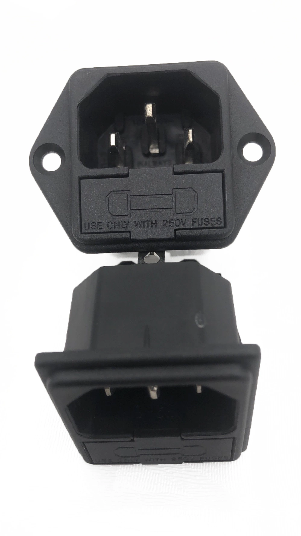 UL Approved 10A 250V IEC C14 Socket with Double Fuseholder Connector for Grill