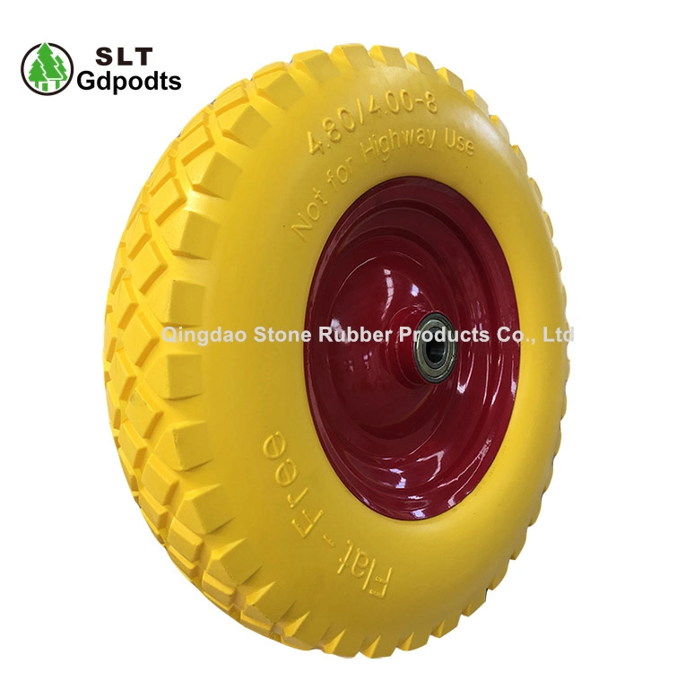 4.00-8 Flat Free Tyre 400X100 Solid with Metal Rim PU Foam Wheel