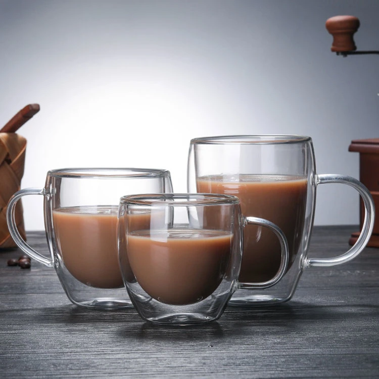 80ml 150ml 250ml 350ml 450ml 550ml 650ml Heat Resistant Borosilicate Double Wall Glass Kitchenware Glassware Coffee Tea Water Milk Wine Beer Glass Cup Mugs