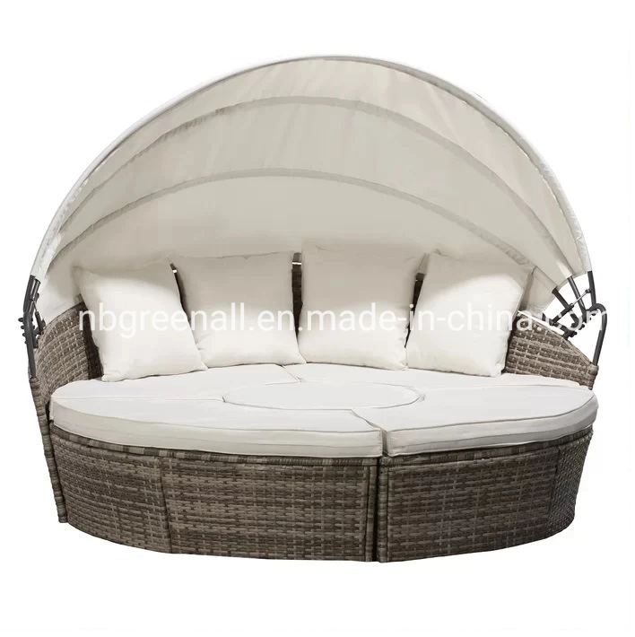 Round Rattan Patio Hotel Swimming Pool Wide Outdoor Garden Daybed with Cushions Furniture