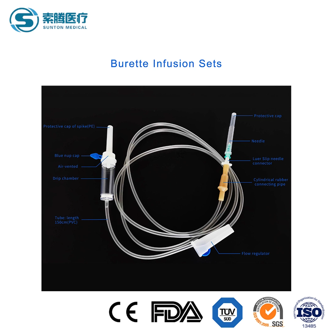 Sunton Insulin Pump Cannula China Burette Infusion Set Manufacturers IV Infusion Set Micro Drip Set and Macro Drip Set Infusion Set with Butterfly Needle 22g