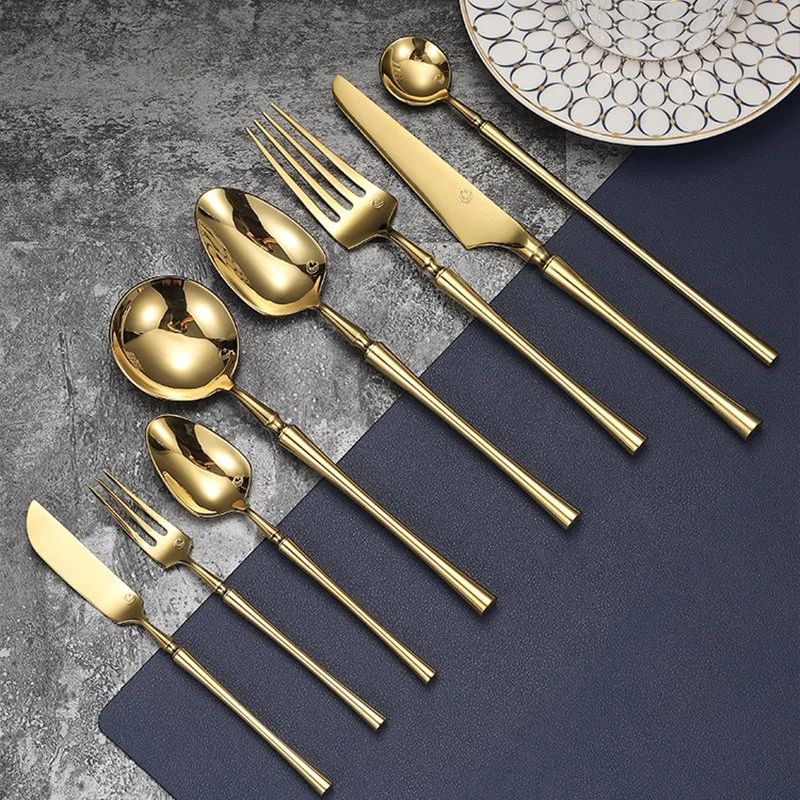 Hot-Sale Stainless Steel 304 High quality/High cost performance  Portugal Cutlery Flatware Set Mirror Gold Cutlery