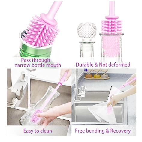 Flexible Long Handle Kitchen Silicone Brush for Cleaning Bottles