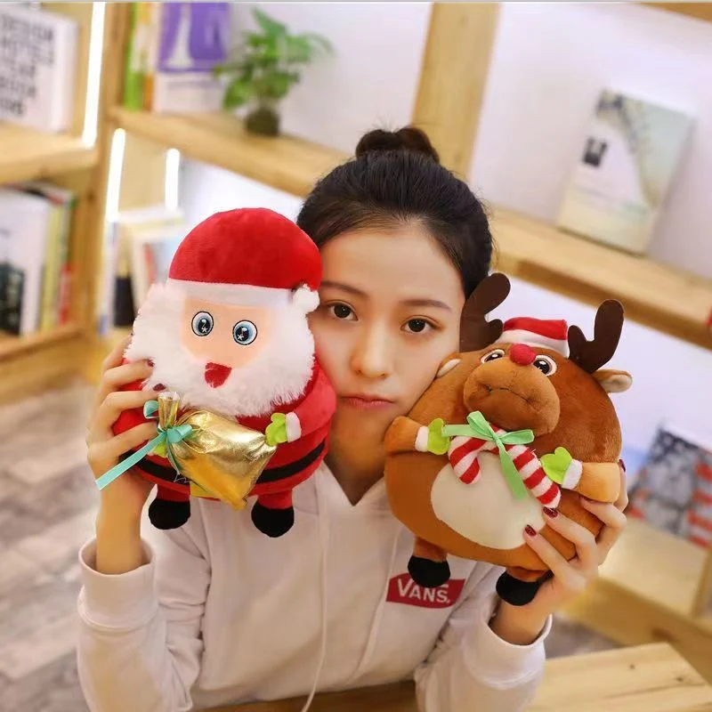 Santa Claus Doll Student Hand Warmer Cover Pillow Can Meddle Elk Plush Toy Christmas Gift Wholesale/Supplier