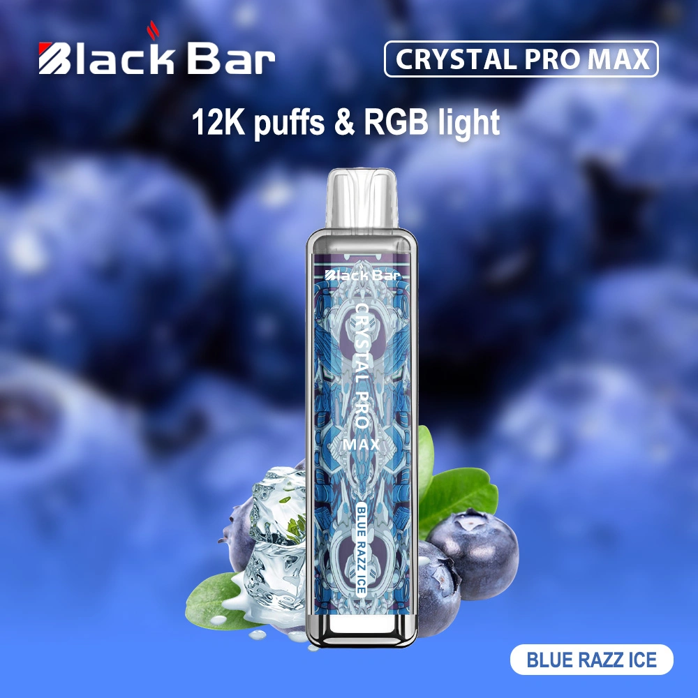 Barra preta RGB Light Electronic Tacendedor de cigarros descartável Vape in Stock 4000puffs 10000puffs 12000 Puffs Crystal PRO Atacado I Pape