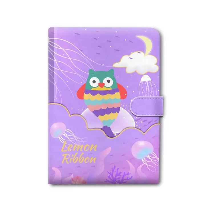 Custom Fashion Cartoon School Stationery Cute Purple Hardcover Diary