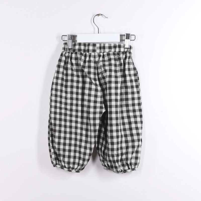 Summer Black and White Checkered Little Boys Plaid Shorts Elastic Banding Pants for Kids