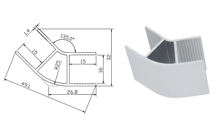 Aluminum RV Caravan Furniture Profile Accessories Wrap Angle Wall Cabinet Corner Slot