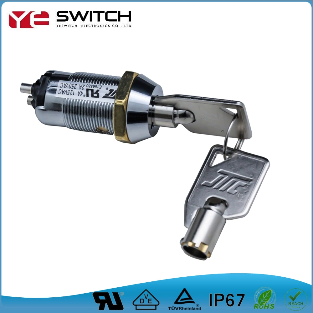 12 16 19mm Elektronische 2-3-Position OFF am Betriebsschlüssel UL-zertifizierter Mikroschlüsselschalter mit Nockenverriegelung