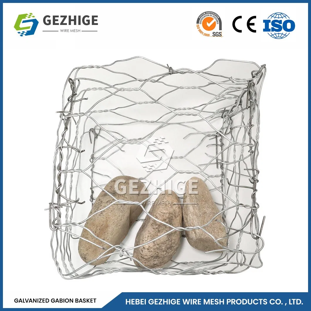 Gezhige 80x100 mm cestas Gabion estrecho 2.0-4.0mm de espesor de alambre recubierto de PVC tejido de malla hexagonal Gabion China 2.0*1.5*1,0 M Hexagonal Gabion de retención