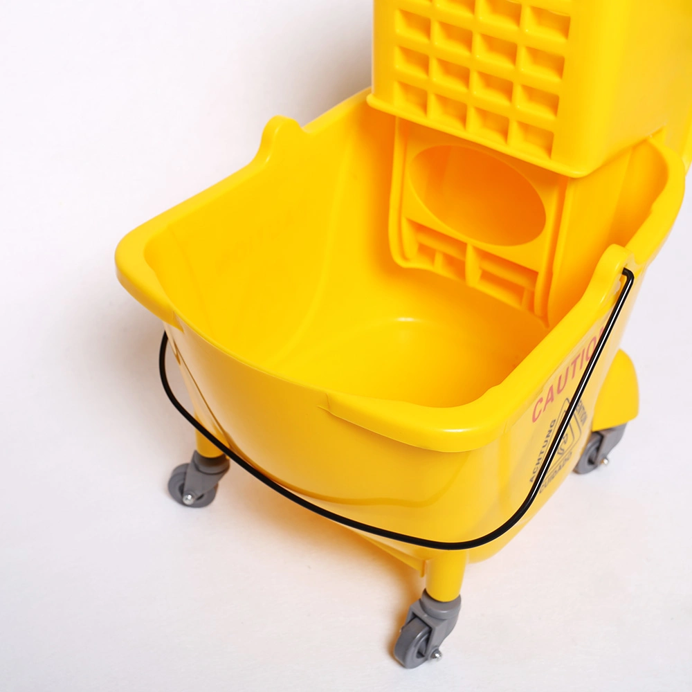 Public Place Home 32L Plastic Mop Bucket Wringer Cleaning Trolley