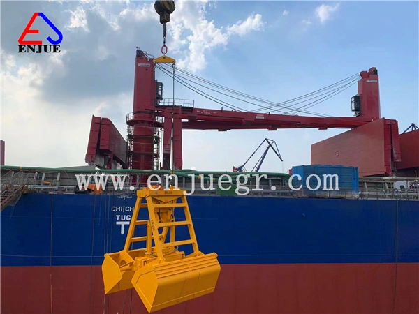 24t /35t/30t Enjue Marine Deck Crane Single Rope Hook on Clamshell Grab Bucket for Sale in China with Radio Remote Controlled