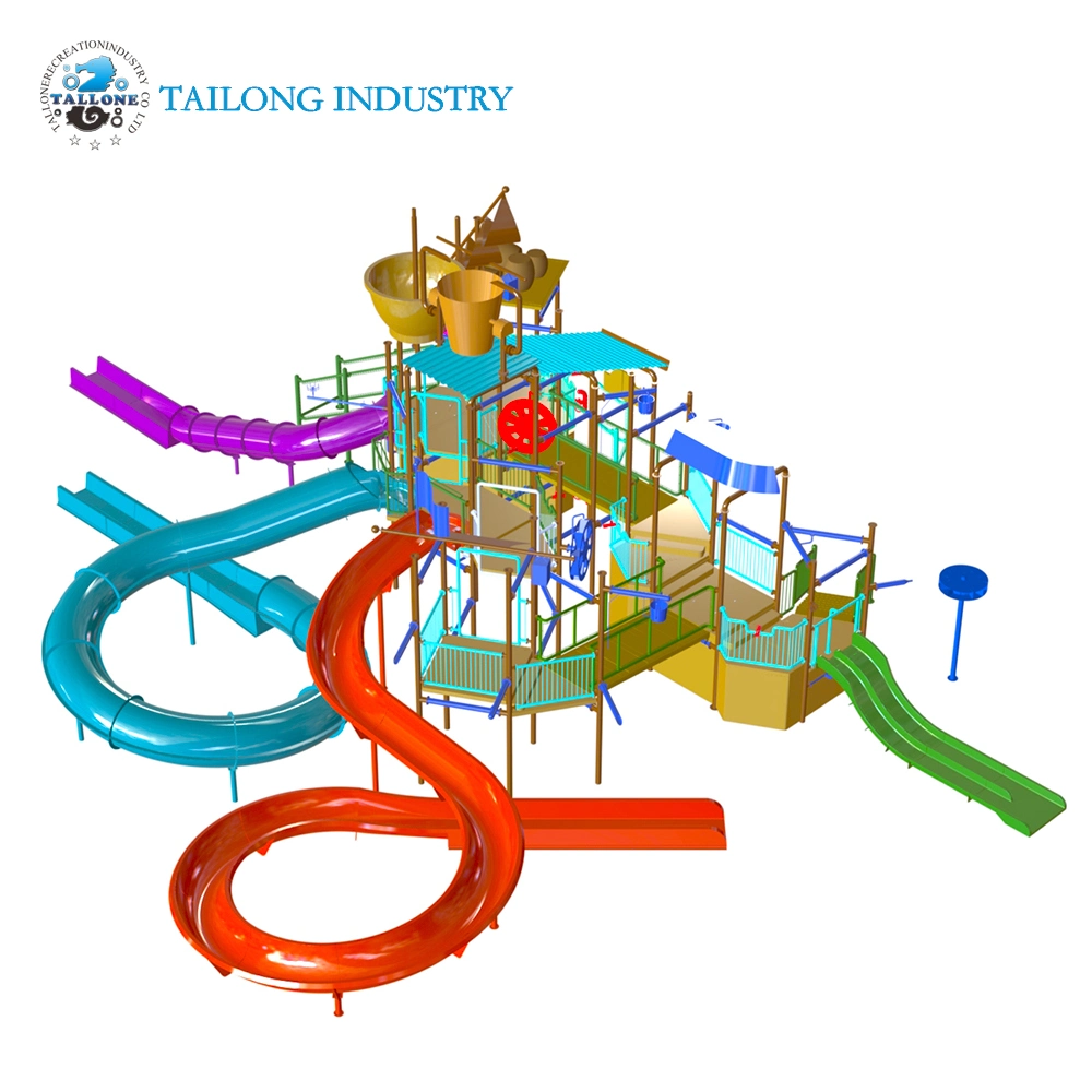Small Interactive House Water Slide for Water Park Water Play Equipment
