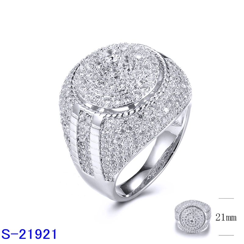 Factory Hotsale 925 Sterling Silver Fashion Hip Hop Pop Jewelry Micro Pave Cubic Zirconia Ring for Men