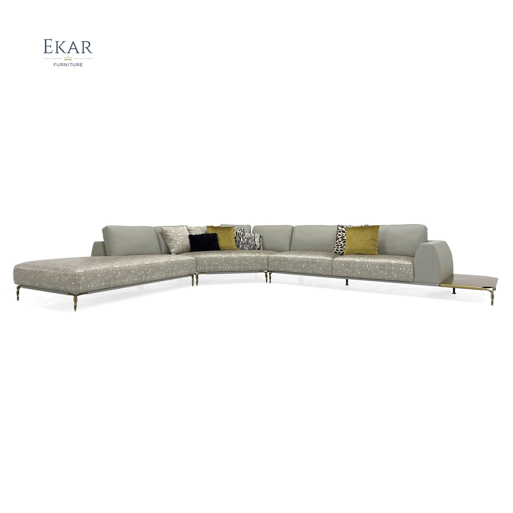 Nouveau canapé en cuir modulaire avec pied serpentin, canapé Chesterfield pour salon, canapé de luxe de style européen en tissu design.