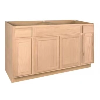 Wholesale Customized Wooden Kitchen Furniture Natural Unfinished Oak Sink Base Fully Assembled Modern Kitchen Cabinet (Square Door Style)