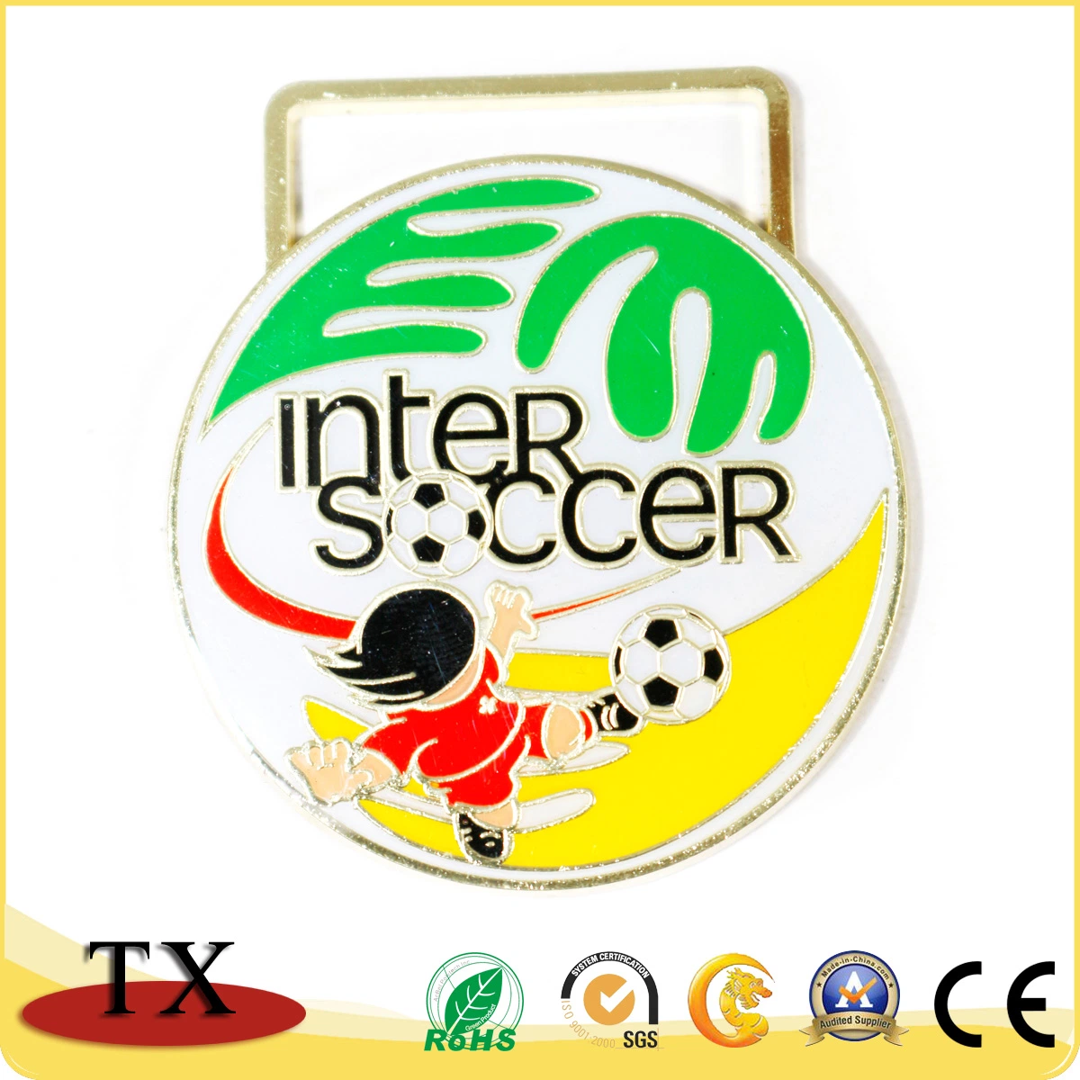Diseño personalizado de fútbol de metal de la medalla de los Deportes Fútbol Sporting Trophy