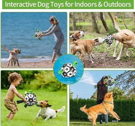 Interactive Dog Toy Paw Football Toys for Puppy Large Dogs Outdoor Training Pet Bite Chew Soccer Ball Toys with Inflator