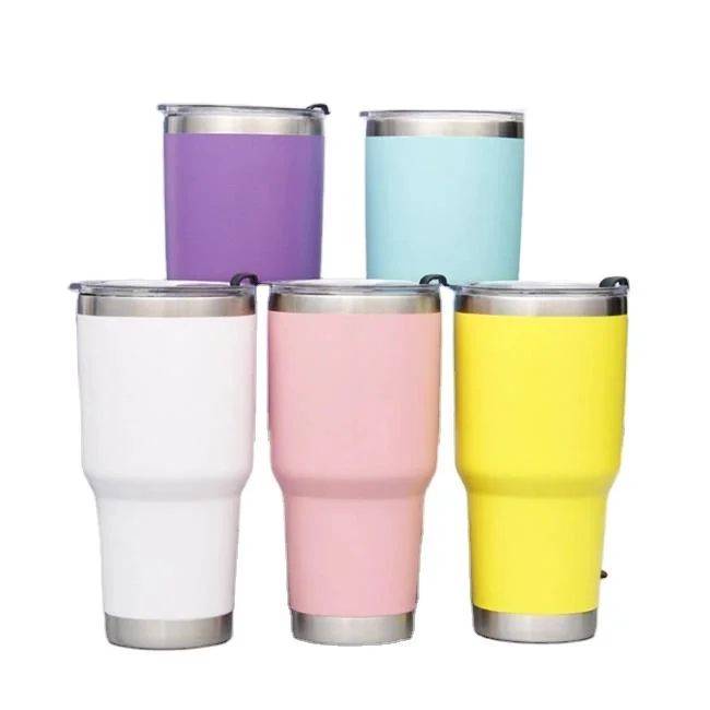 30oz noir Tumbler à double paroi en acier inoxydable Fiole de voyage