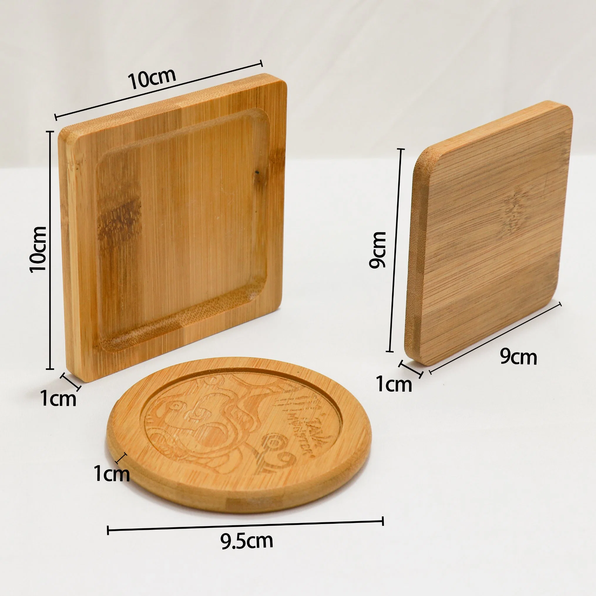 Eusable Thin Bamboo Wooden Cup Coasters