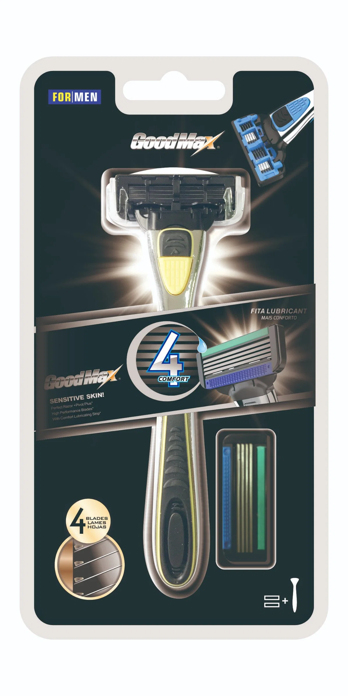 Marvelous 4 Blade System Washable Razor with Metal Handle