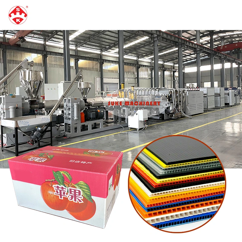 1200-2800 mm polypropylène Multilayer Grid feuille creuse en PP coloré et cannelé ondulée Boîtes d'emballage carton machine de fabrication d'extrudeuse de fabrication de feuilles