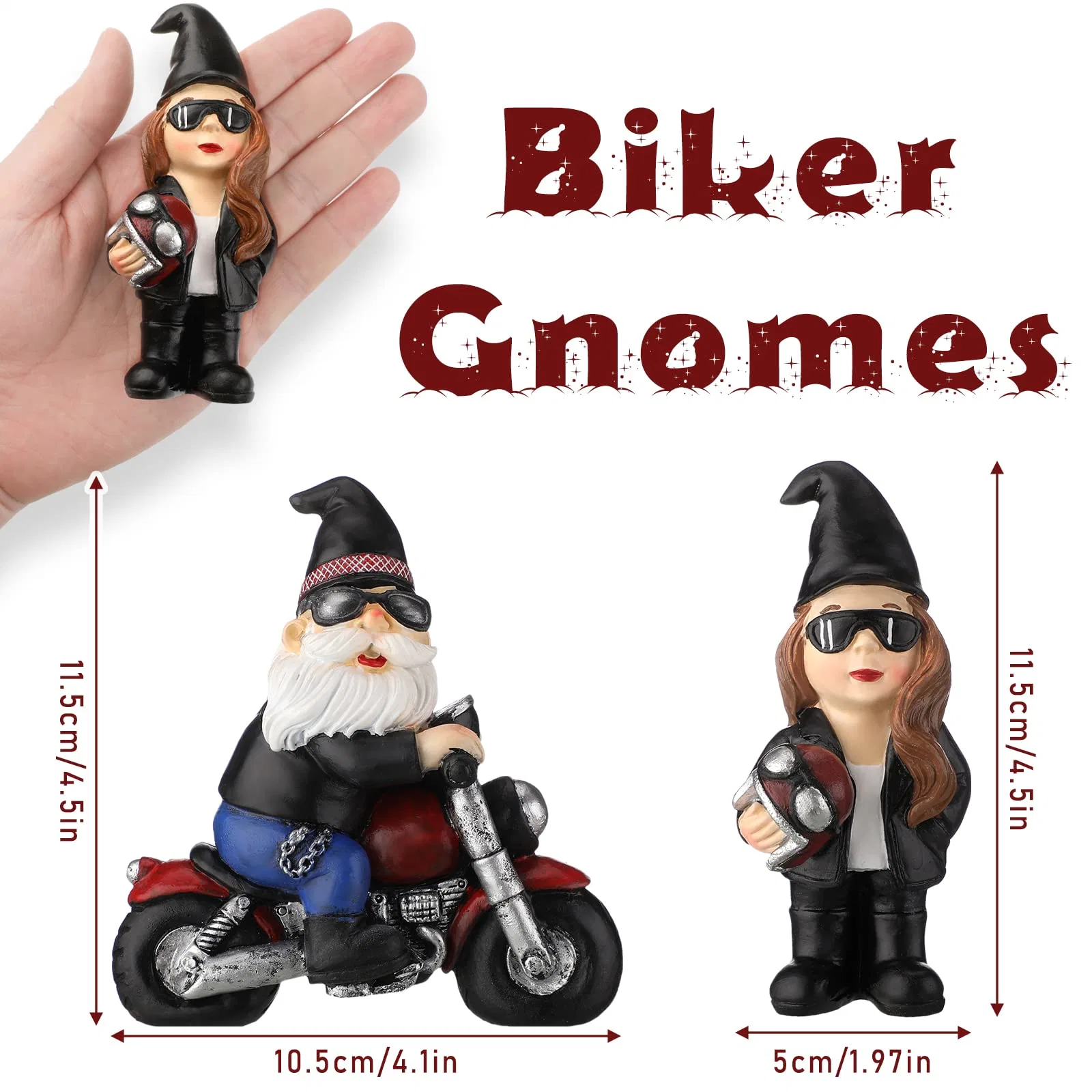 Biker Motorcycle Gnomes Farmhouse Decor Christmas Gnomes Resin Figurines