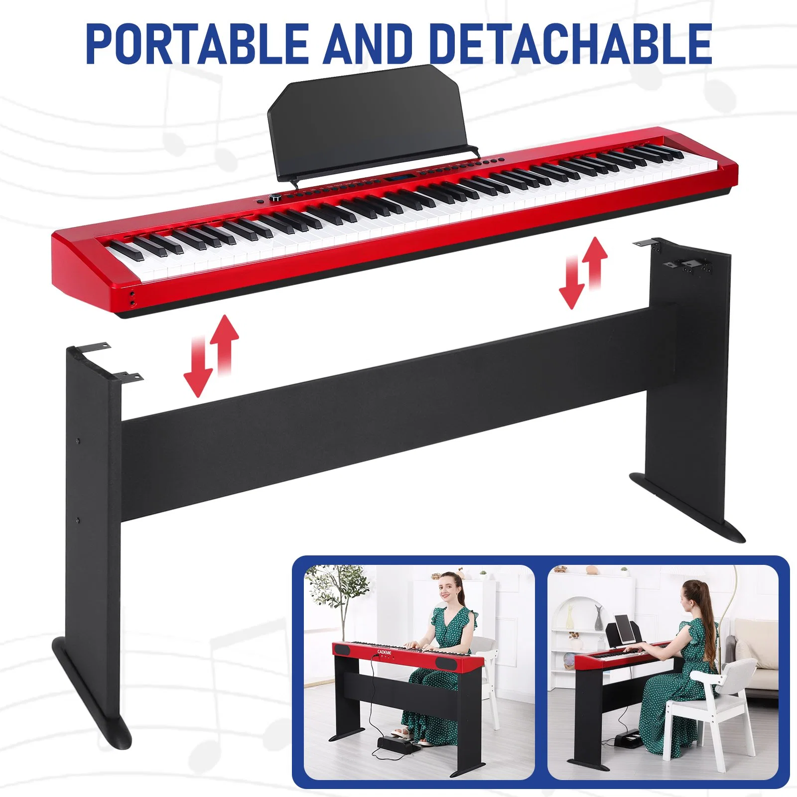 Professional 88 Piano Digital Ponderada Chave Dual Display LCD DO TECLADO