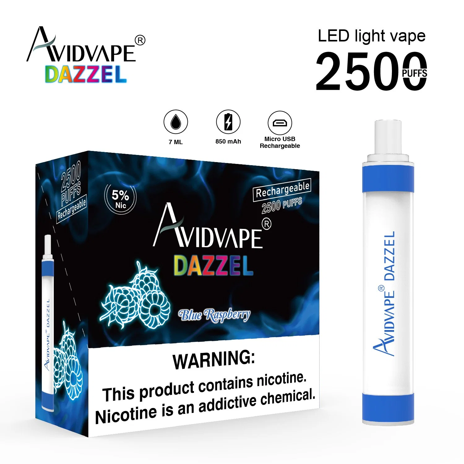 Hot Selling Wholesale/Supplier Vape Pen Pod Avidvape Dazzle Disposable/Chargeable Vape Pen Device Wholesale/Supplier I Vape 7ml E-Liquid vape Device